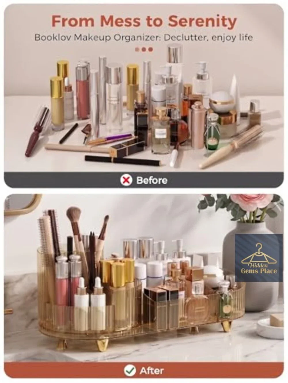 Rotating Makeup Organizer Acrylic Cosmetic Display Case Large Beauty Brush